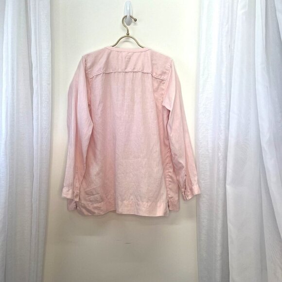 J Jill Linen Tunic Blouse Size MED Blush Pink Color Long Sleeves lagenlook - Picture 2 of 7
